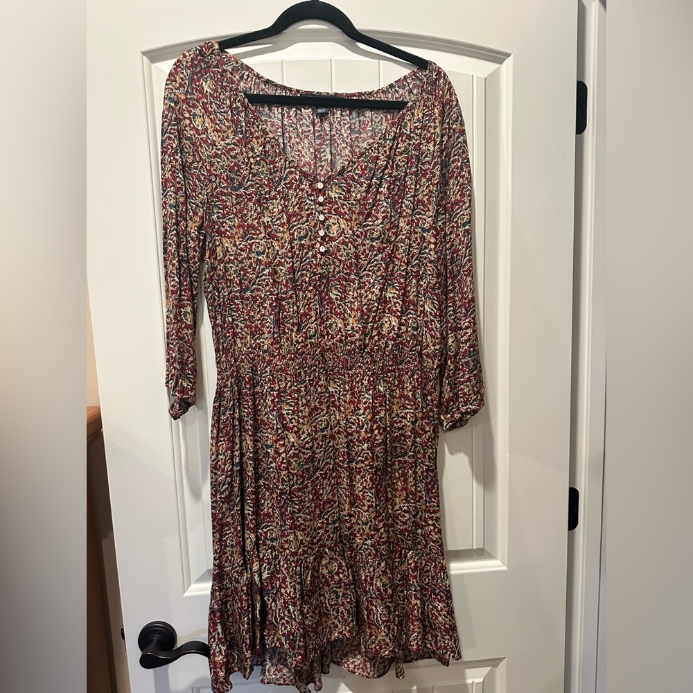 American Living Multicolor Long Sleeve Mini Dress with Ruffle. XL